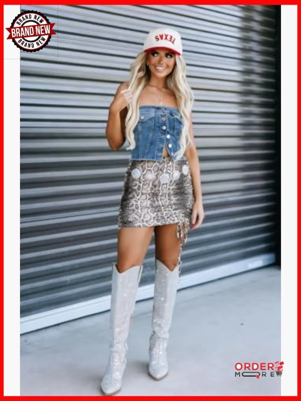 Rhinestone Over the Knee Cowboy Boots, Chunky Heel, Size 5-12